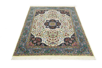 Cream Floral Traditional Style 5X7 Kirman Oriental Rug Home Decor Wool Carpet