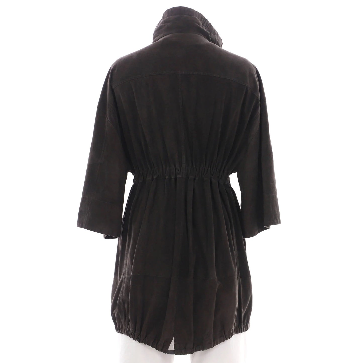 Brunello Cucinelli Women'S Cropped Sleeve Belted Zip Jacket Suede