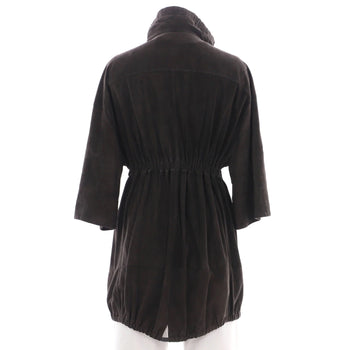 Brunello Cucinelli Women'S Cropped Sleeve Belted Zip Jacket Suede