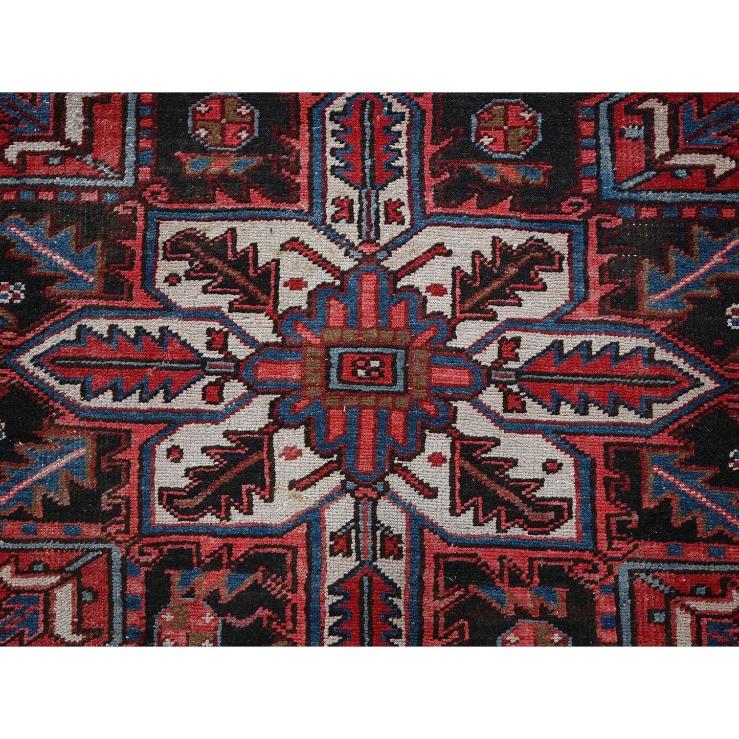 8'X11'3" Red Semi Antique Zoroastrian Heris Even Wear Hand Knotted Wool