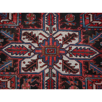 8'X11'3" Red Semi Antique Zoroastrian Heris Even Wear Hand Knotted Wool