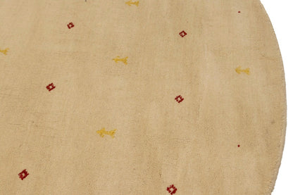 8X8 Ft Round Gabbeh Rug Modern Beige Tribal