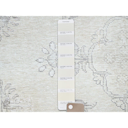 2'5"X7'6" White Fragment Pure Wool Vintage Zoroastrian Tebraz Oriental Rug