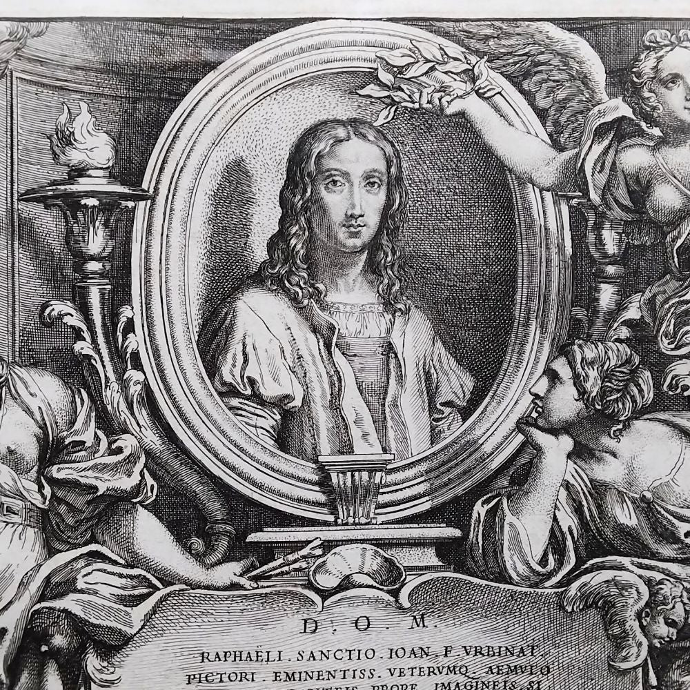 1674 Engraving Raphael Frontispiece - Pietro Aquila after Carlo Maratta