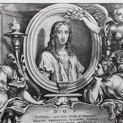 1674 Engraving Raphael Frontispiece - Pietro Aquila after Carlo Maratta