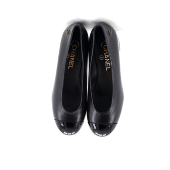 Crystals Chanel Women's CC Cap Toe Pumps Leather and Patent with