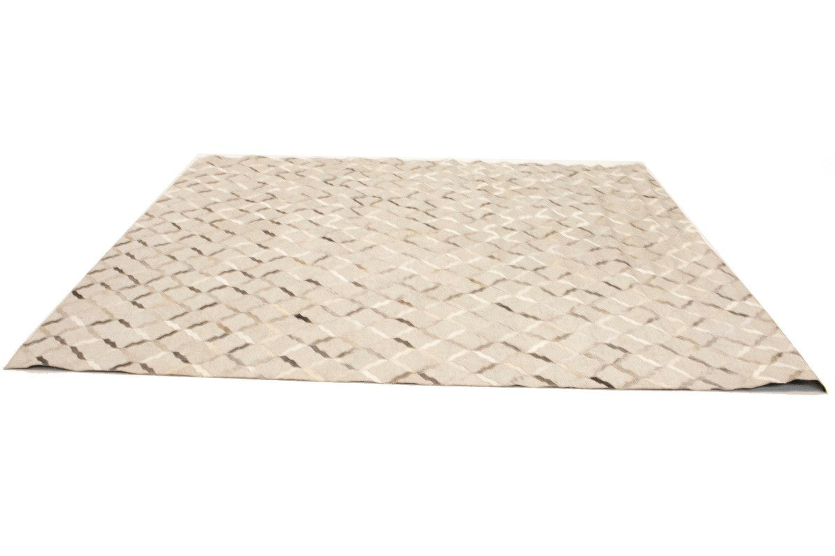 Modern Faux Leather Cowhide Rug 8x10 Contemporary Silver Carpet