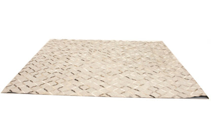 Modern Faux Leather Cowhide Rug 8x10 Contemporary Silver Carpet