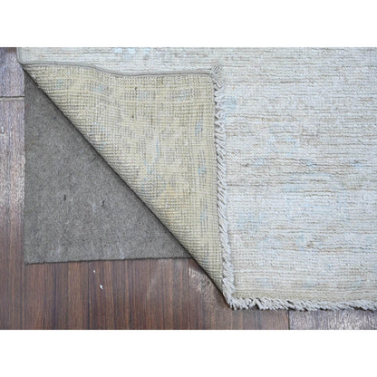 2'9"X12'1" Goose Gray Wool Weft Afghan Angora Oushak Runner Oriental Rug