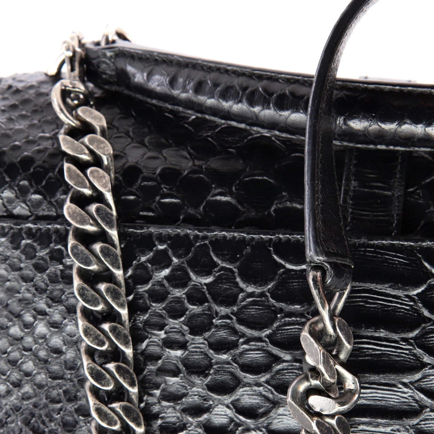 Saint Laurent Classic Monogram College Bag Python Embossed Leather Medium