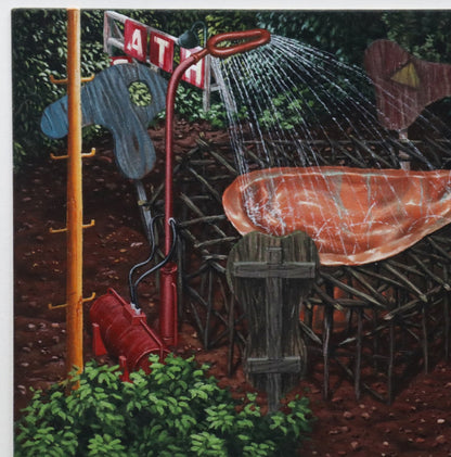 Steve Galloway & Edward Henderson Signed Original Painting Gouache On Paper 1986