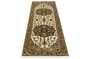 Hand-Knotted Heriz Serapi Oriental Runner Rug