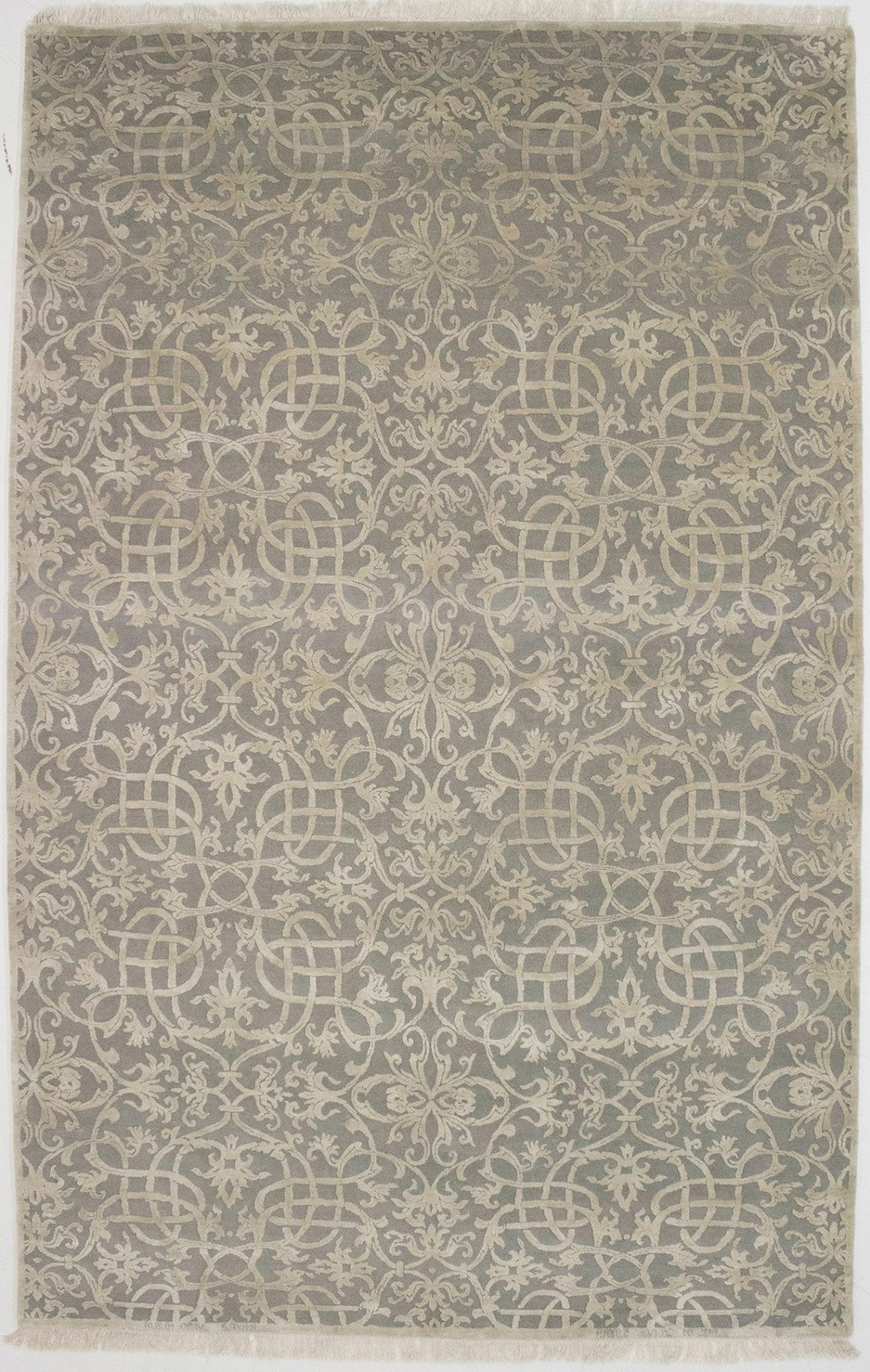 6X9 ft Signed Extra Fine 400 Knots Handmade Oriental Rug Gray Beige Decor Carpet