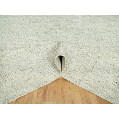 10'3"X10'3" Edgecomb Gray Flat Weave Pure Wool Cord Hand Woven Square Rug
