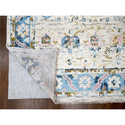 12'X17'9" Ivory Oushak Mahal Design Hand Knotted Oversize Oriental Rug