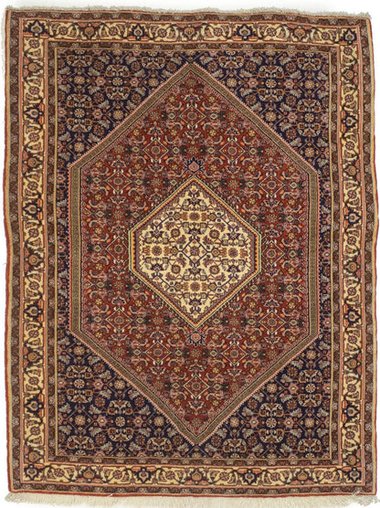 Handmade Vintage Oriental Rug 4X5 Ft Rust Orange