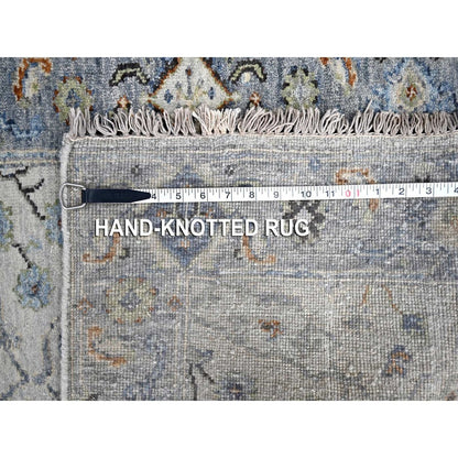 2'5"X30'4" Gray 100% Wool Hand Knotted Oushak Floral Design Xl Runner Rug
