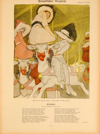 Simplicissimus 1913 By Marcello Dudovich Merry Go Round On Linen Original