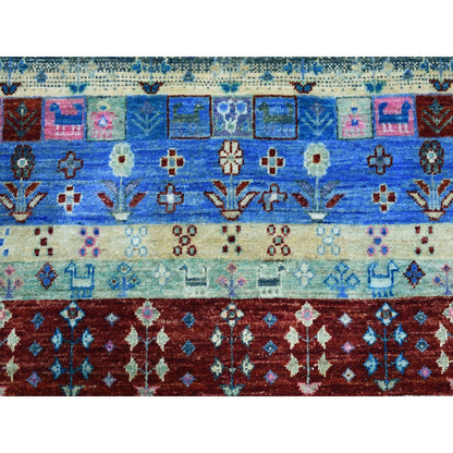 4'X5'10" Colorful Kashkuli Gabbeh Pure Wool Hand-Knotted Oriental Rug