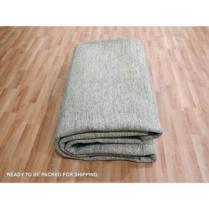 9'1"x11'10" Warm Taupe Plain Solid Design Pure Sari Silk Hand Knotted Rug