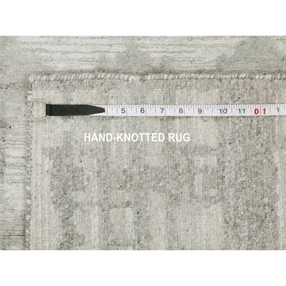 2'6"X8' Hand Spun Undyed Natural Wool Modern Hand Knotted Runner Rug