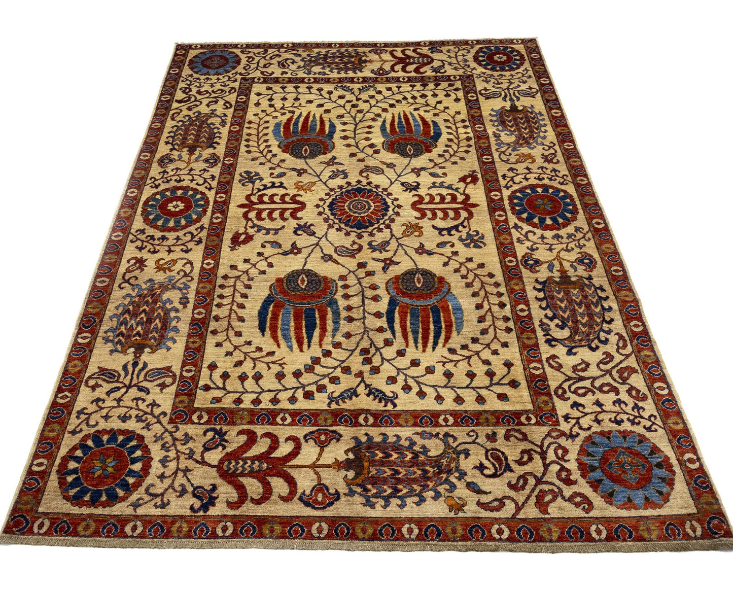 Carpet 7X10 Handspun Wool Afghan Oriental Rug Large Floral Design Living Room