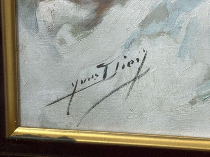 Yves Diey (French) Signed Original Painting Oil On Canvas Framed - Nude Girl