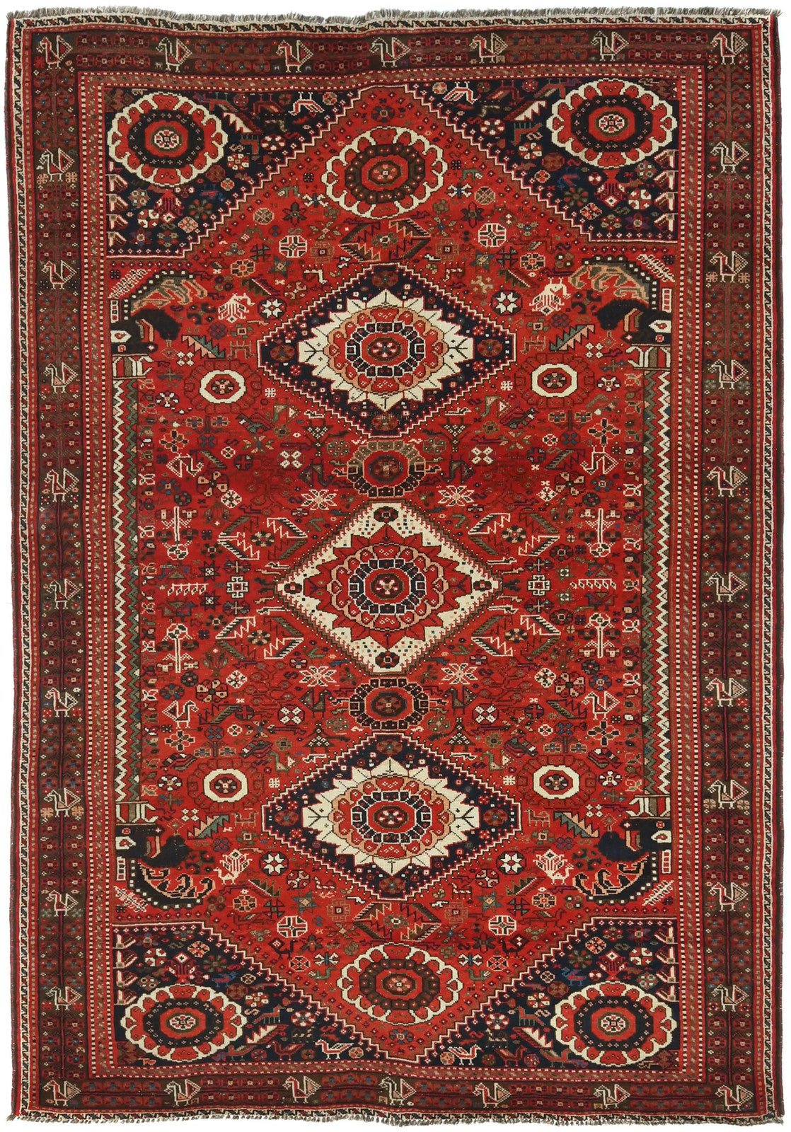Semi-Antique Wool Oriental Rug 5'9X8'3Tribal Farmhouse Boho Foyer Carpet