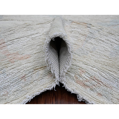 8'X9'7" Misty Gray Afghan Angora Oushak Pure Wool Hand Knotted Rug