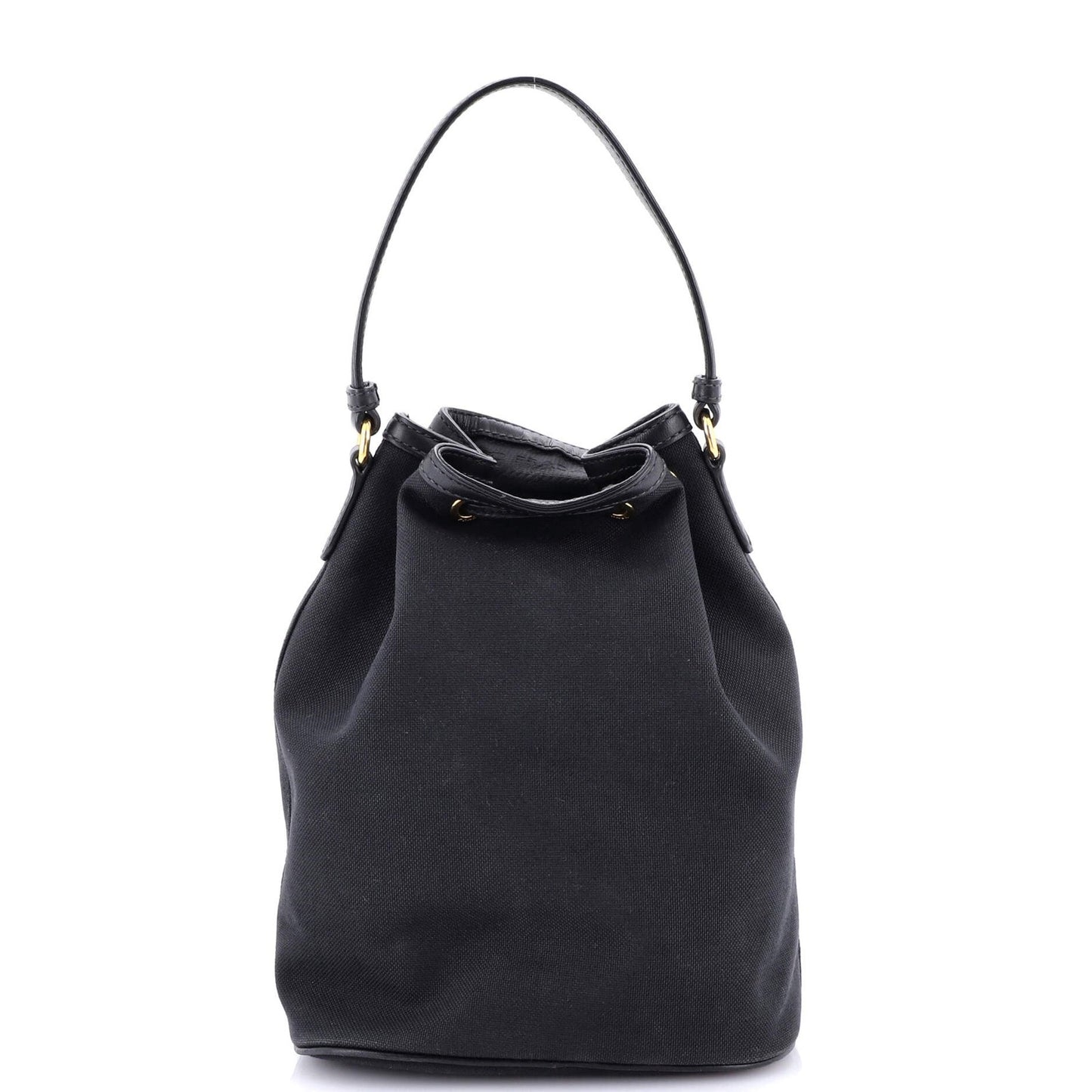 Prada Logo Drawstring Bucket Bag Canvas