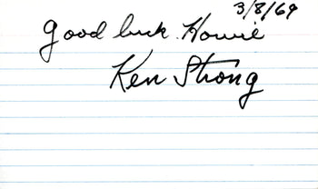 Ken Strong Autographed 3X5 Card