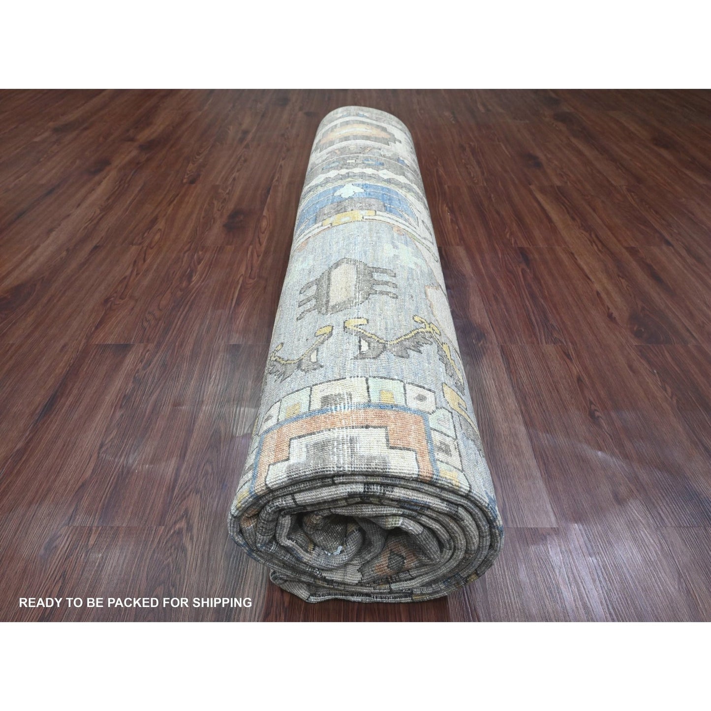 10'X13'8" Cedar Brown Seeripe Heris Revival Ghazni Wool Hand Knotted Rug