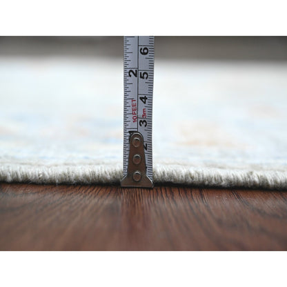 2'8"X11'8" Gray Angora Oushak Leaf Design Hand Knotted Wool Runner Rug