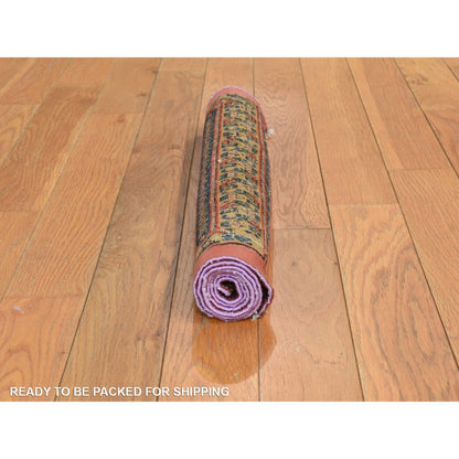 1'10"X3'2" Red Antique Zoroastrian Even Wear Wool Hand Knotted Mat Rug