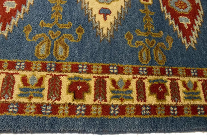 Vintage Style Geometric Kazak Runner Rug Oriental