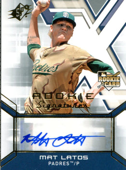 Mat Latos Autographed 2009 Upper Deck Spx Rookie Card