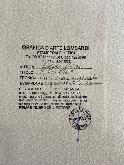 Aldo Riso "Scilla" 60X80 Hand-Painted Etching - Authenticated - Hand-Signed