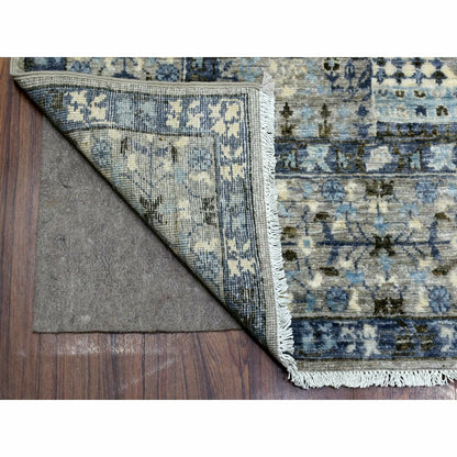 6'X9'5" Gray Afghan Peshawar Soft And Pliable Wool Hand Knotted Rug