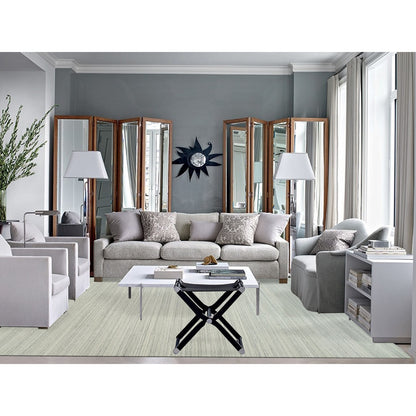 10'1"X14' Old Wood White Hand Loomed Plain Modern Design Undyed Wool Rug