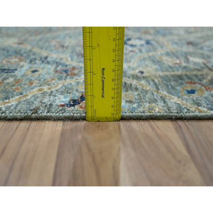 2'X3' Green Hand Knotted Wool Rug Trellis Borderless Garden Design Mat