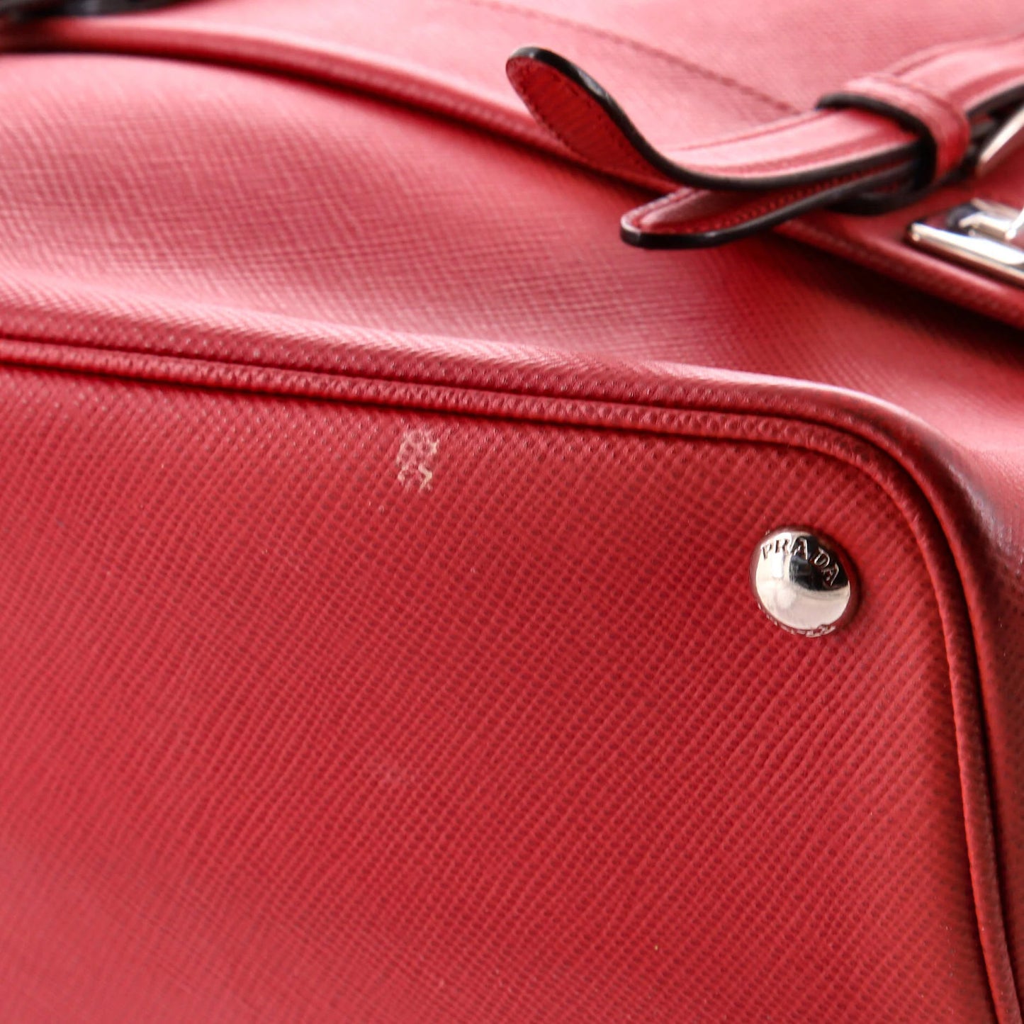 Prada Half Flap Double Turn Lock Satchel Saffiano Leather Medium