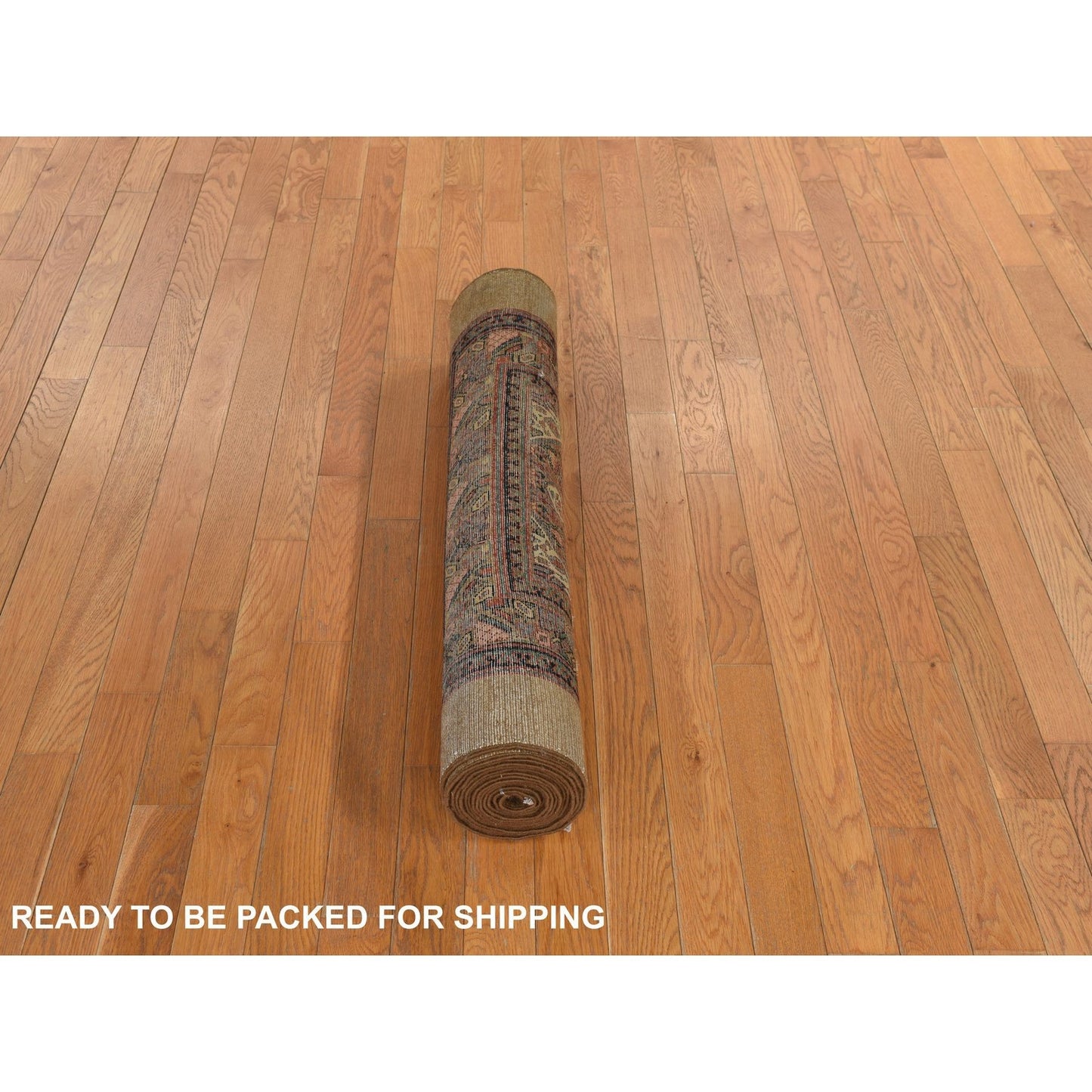 3'2"X15' Brown Antique Camel Hair Serrib All Wool Hand Knotted Runner Rug