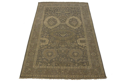 Handmade Brown Floral Oriental Rug Transitional