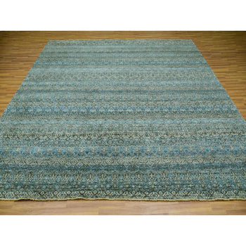 10'X10' Blue Kohinoor Herrita Plush Wool Hand Knotted Square Oriental Rug