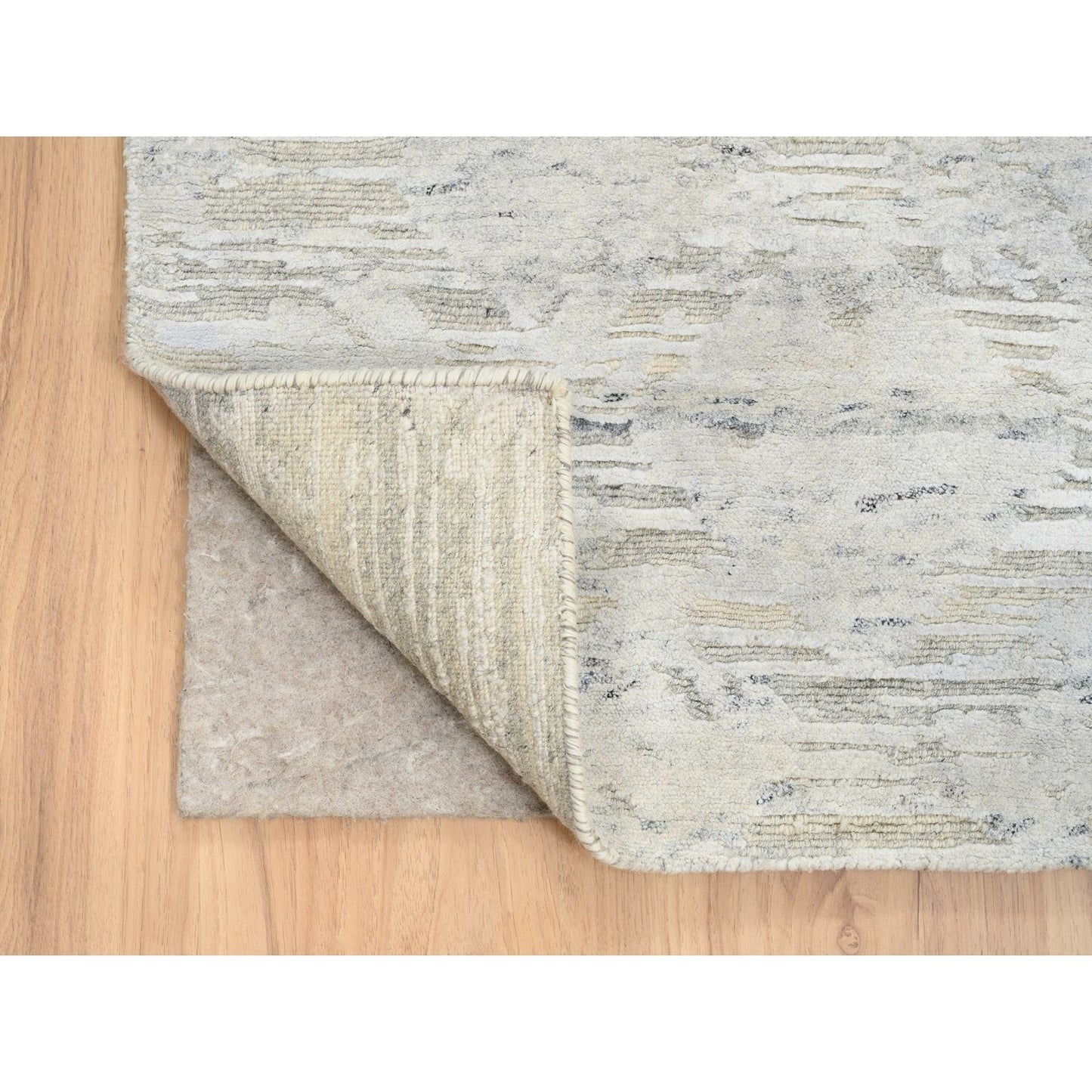 2'7"X24'3" Gray Modern Hand Knotted Hand Spun Natural Wool Xl Runner Rug