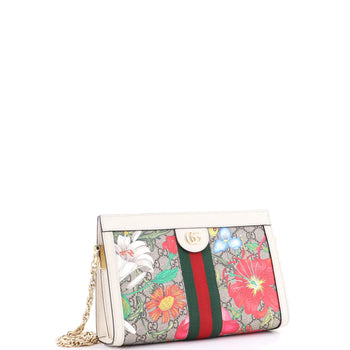 Gucci Ophidia Chain Shoulder Bag Flora Gg Coated Canvas Small