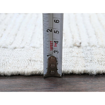 2'4"X3' Ivory Hand Knotted Moroccan Weave With Box Design All Wool Mat Rug