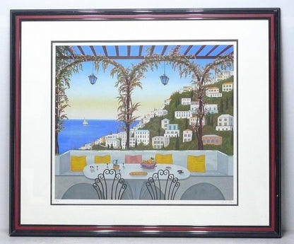 Fanch Ledan (France 1949) - Amalfi Coast Original Serigraph Print Signed Framed