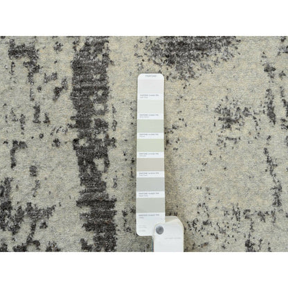 9'X12' Black Wool And Plant Based Silk Hand Loomed Modern Design Rug