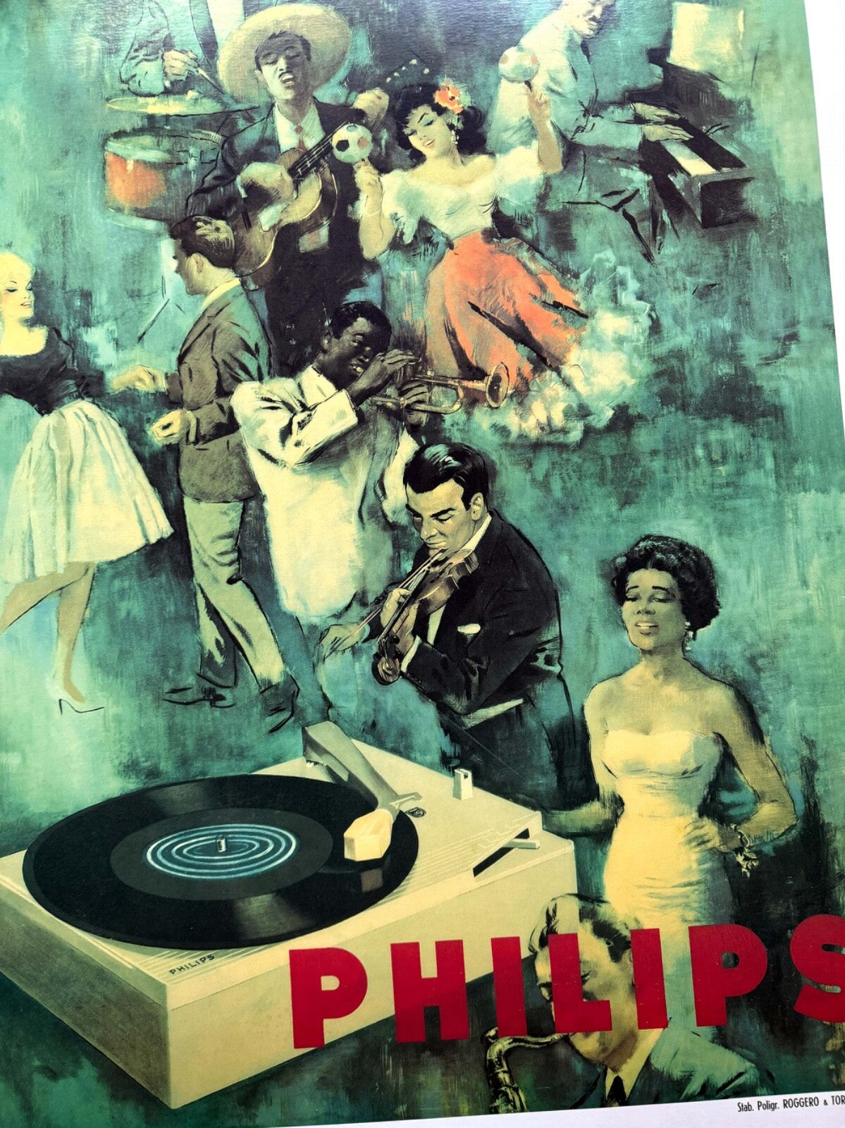 Philips Records Music Original Poster 1950 Musicians Singers Dancers